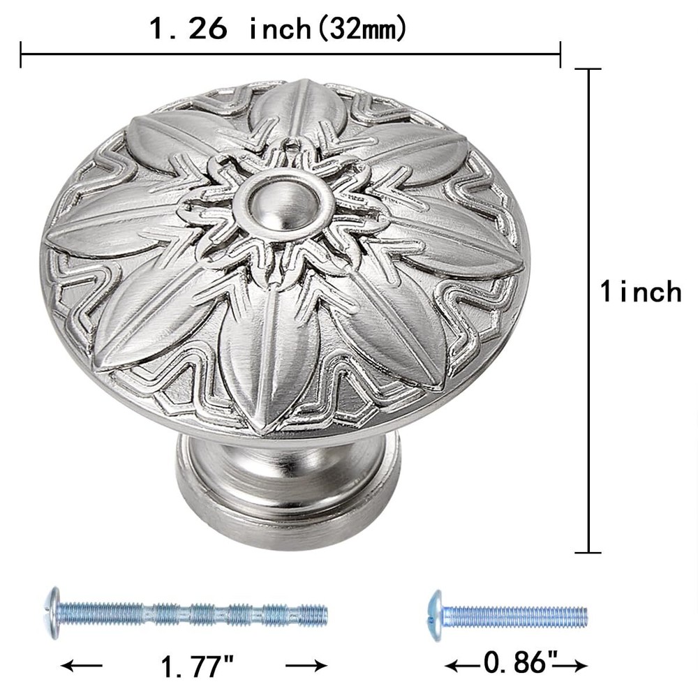 Round Cabinet Pulls- 20 Pack / 1.25 Inch32mm Brushed Nickel Drawer Knobs Mode...
