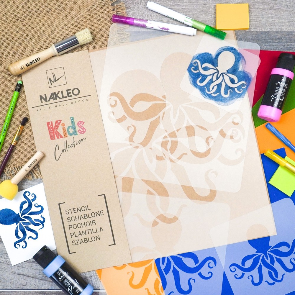 KIDS Reusable Plastic Stencils (5 pcs) // OCTOPUS