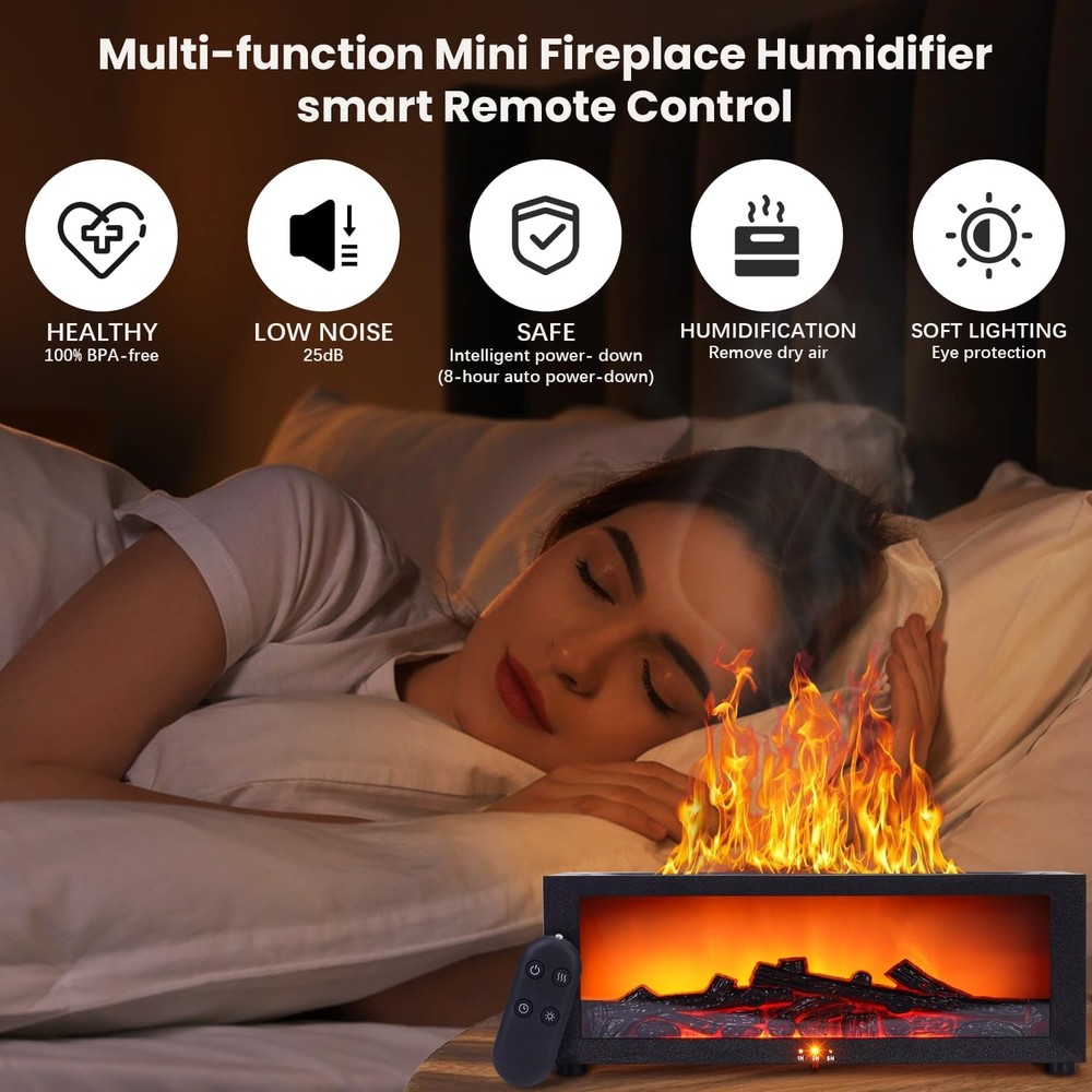 Fireplace Humidifier Diffuser, Flame Diffuser for Essential Oils, Aroma Diffuser