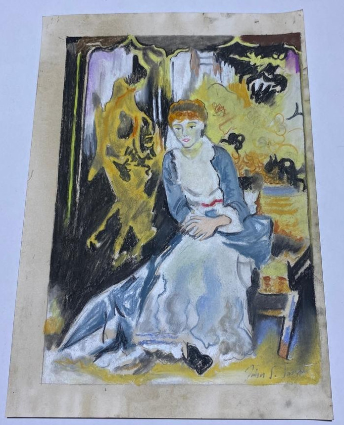 JOHN SINGER SARGENT Drawing on paper (Handmade) signed and stamped mixed media.