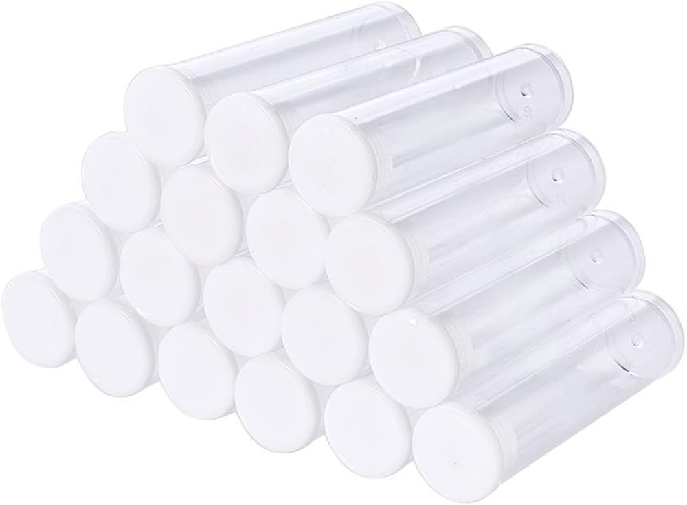 100Pcs Transparent Clear Plastic Small Empty Storage Tubes Bead Container Set Te