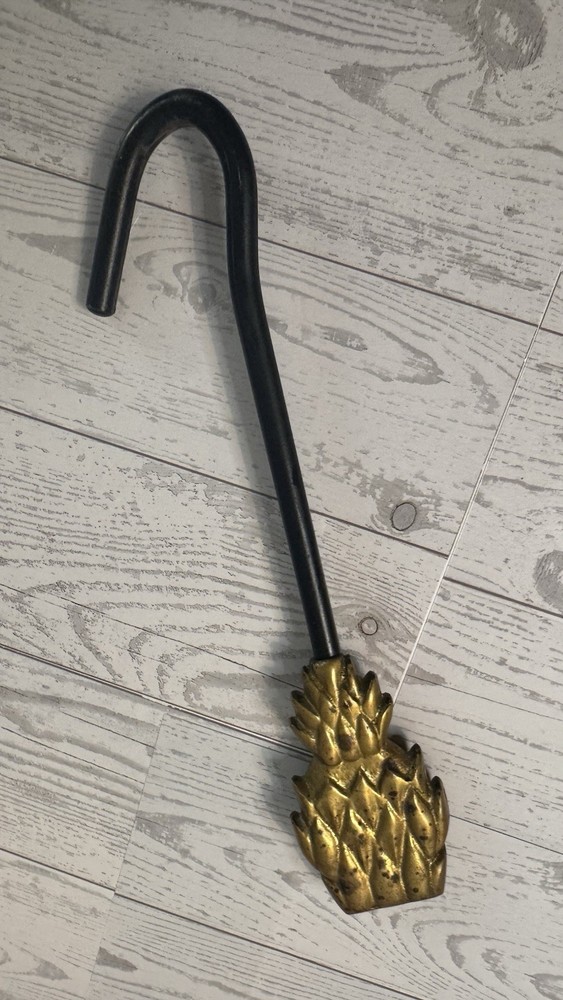 Vintage Heavy Solid PINEAPPLE Victorian Brass Damper Pull Hook