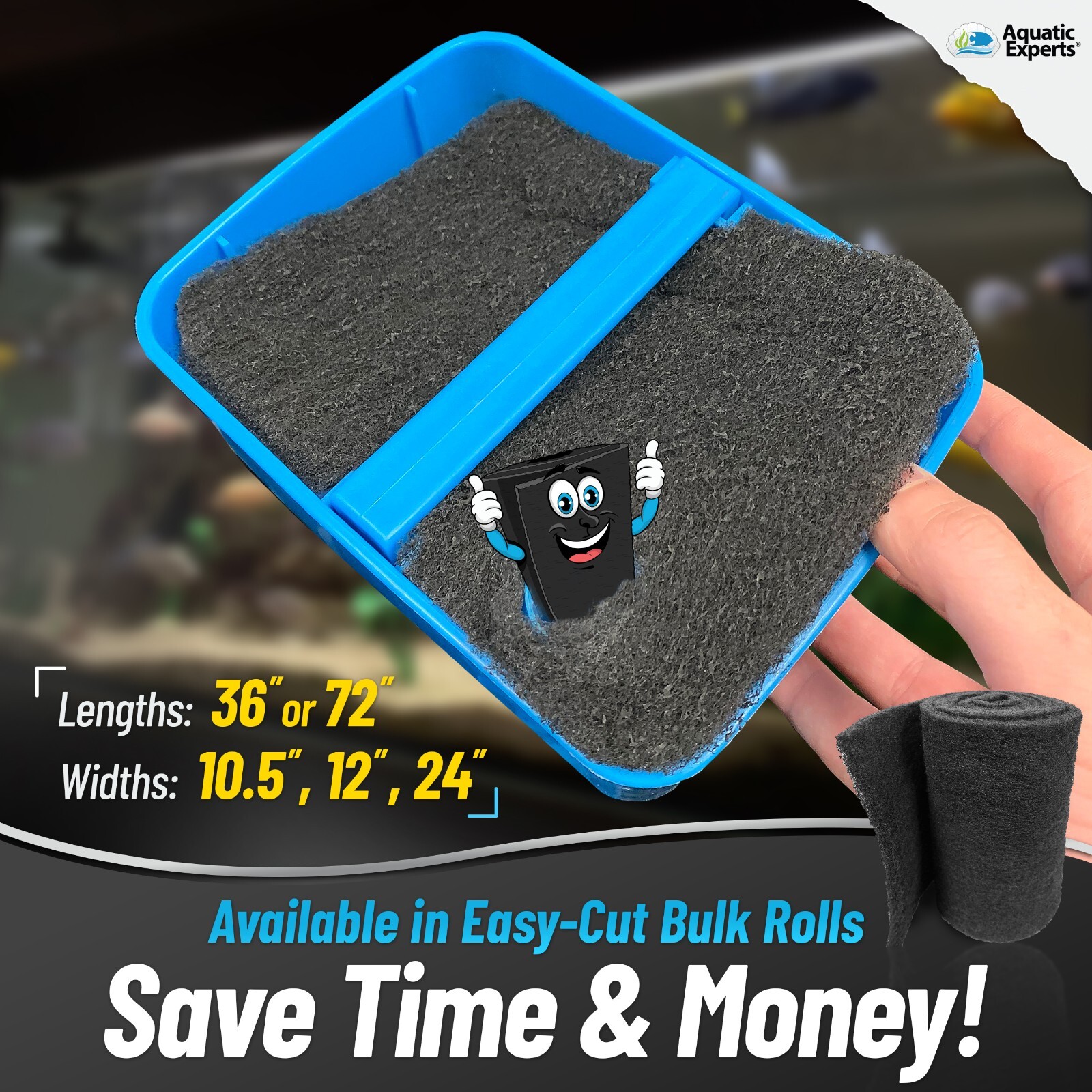 Carbon Infused Filter Pad Media for Crystal Clear Aquarium Tank - 3\8"-1/2"Thick