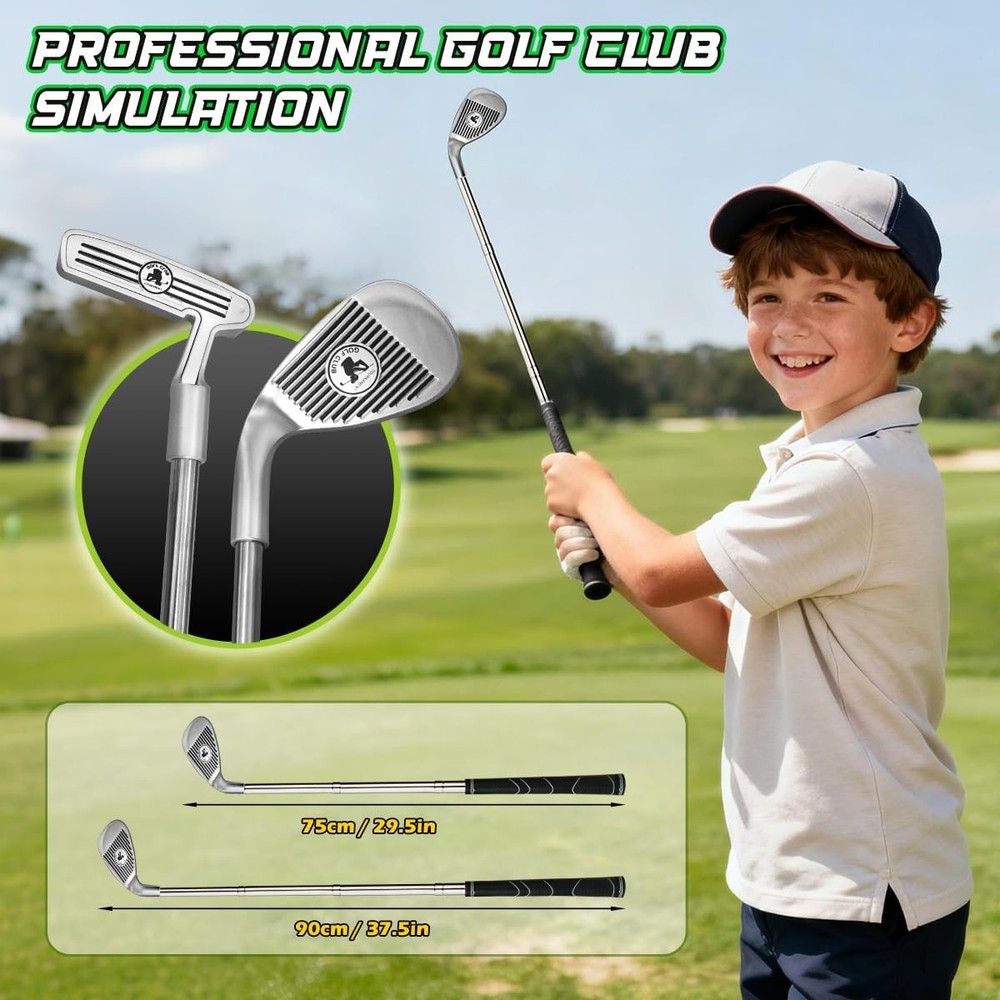 TERRAMUS Kids Golf Putting Mat LED Light Practice Set