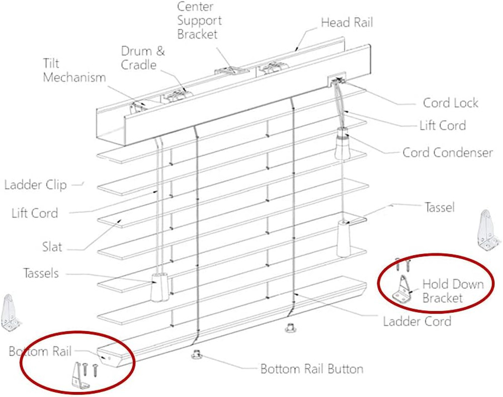 10Pcs Clear PC Hold down Brackets for 1" Mini Blinds & More