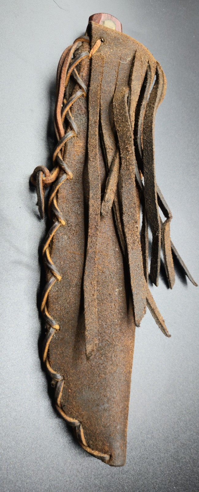 Vintage Trade Knife collectible with leather fringe sheath