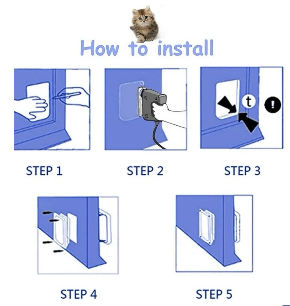 Manual Locking Flap Cat Door Plastic with Installation Kit