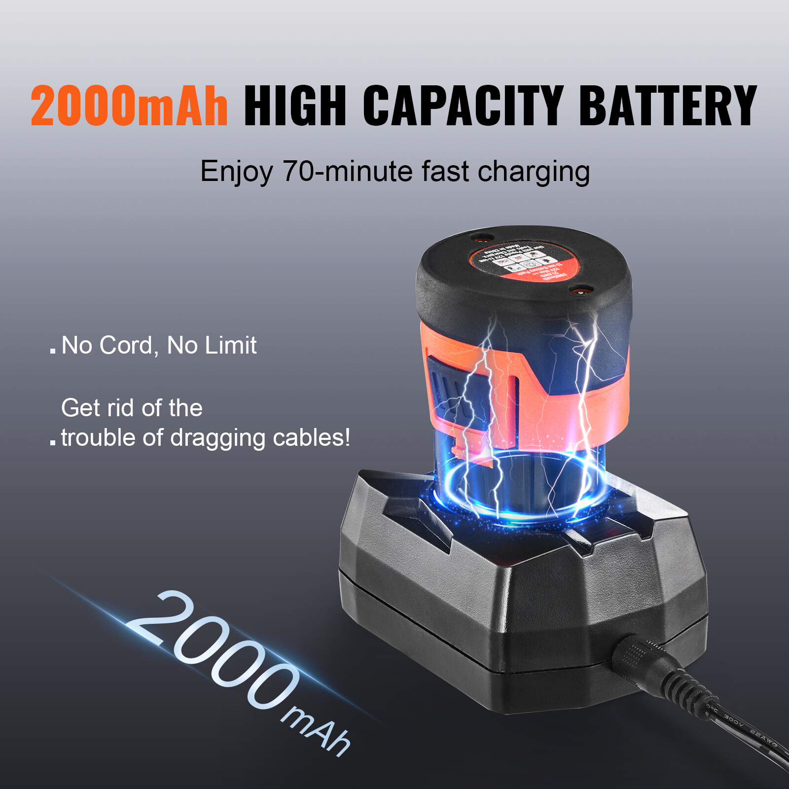 VEVOR 12V Electric Drain Auger 25FT Plumbing Snake Auto Feed for 3/4"-2" Pipes