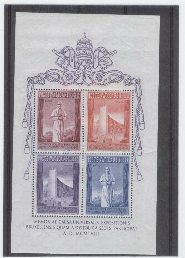 (BL02) Vatican 1958 Brussels minisheet MNH
