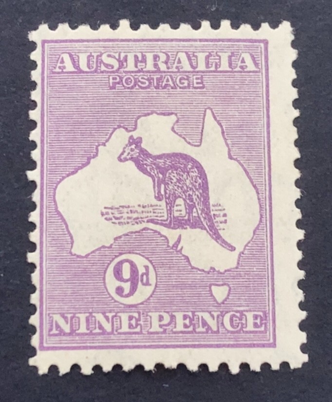 Australia 1929 Kangaroo Small Multi wmk 9d Violet - Mint Hinged
