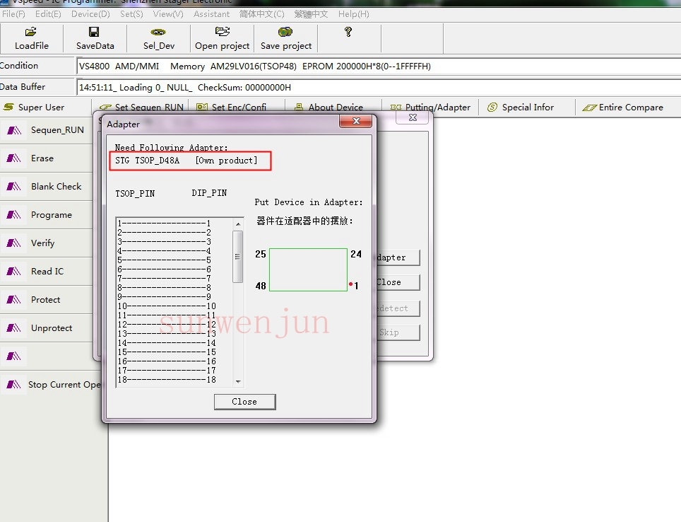 TSOP48 adapter kit/ adaptor/ IC socket only for stager VS4800 programmer