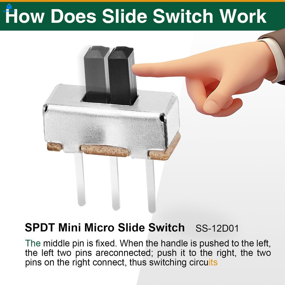 80 Pcs SPDT Micro Slide Switch 3 Pin 2 Position,Small 3mm Vertical silver