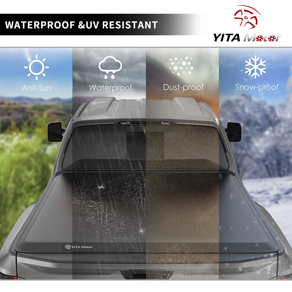 5 ft Bed Tonneau Cover Soft Tri-Fold for 05-24 Nissan Frontier Truck Top w/ Lamp