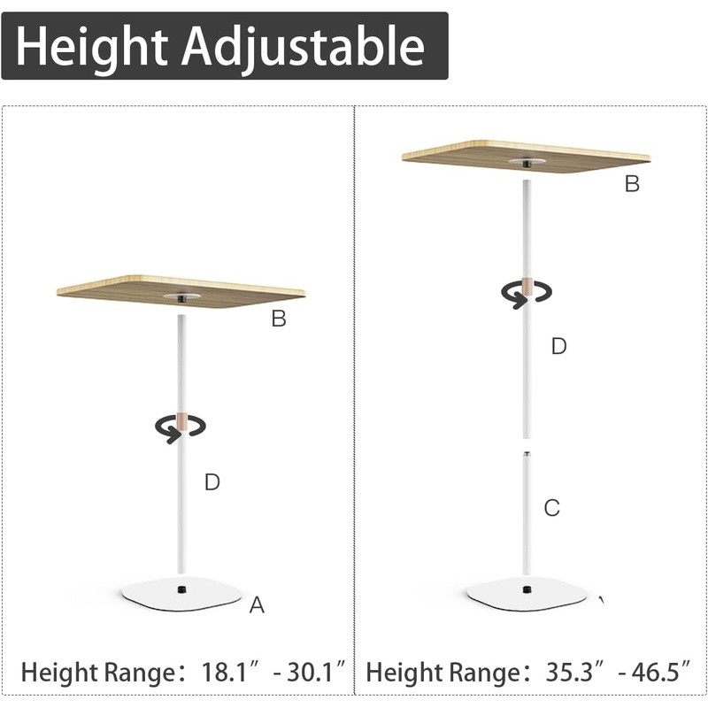 Adjustable Height Laptop Stand Desk Portable Side Table Workstation Sofa Bedside