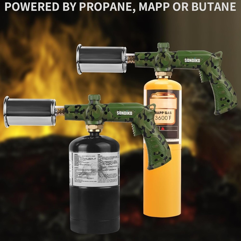 Compact Camouflage Cooking Torch Adjustable Flame Thrower Torch Head Lighter
