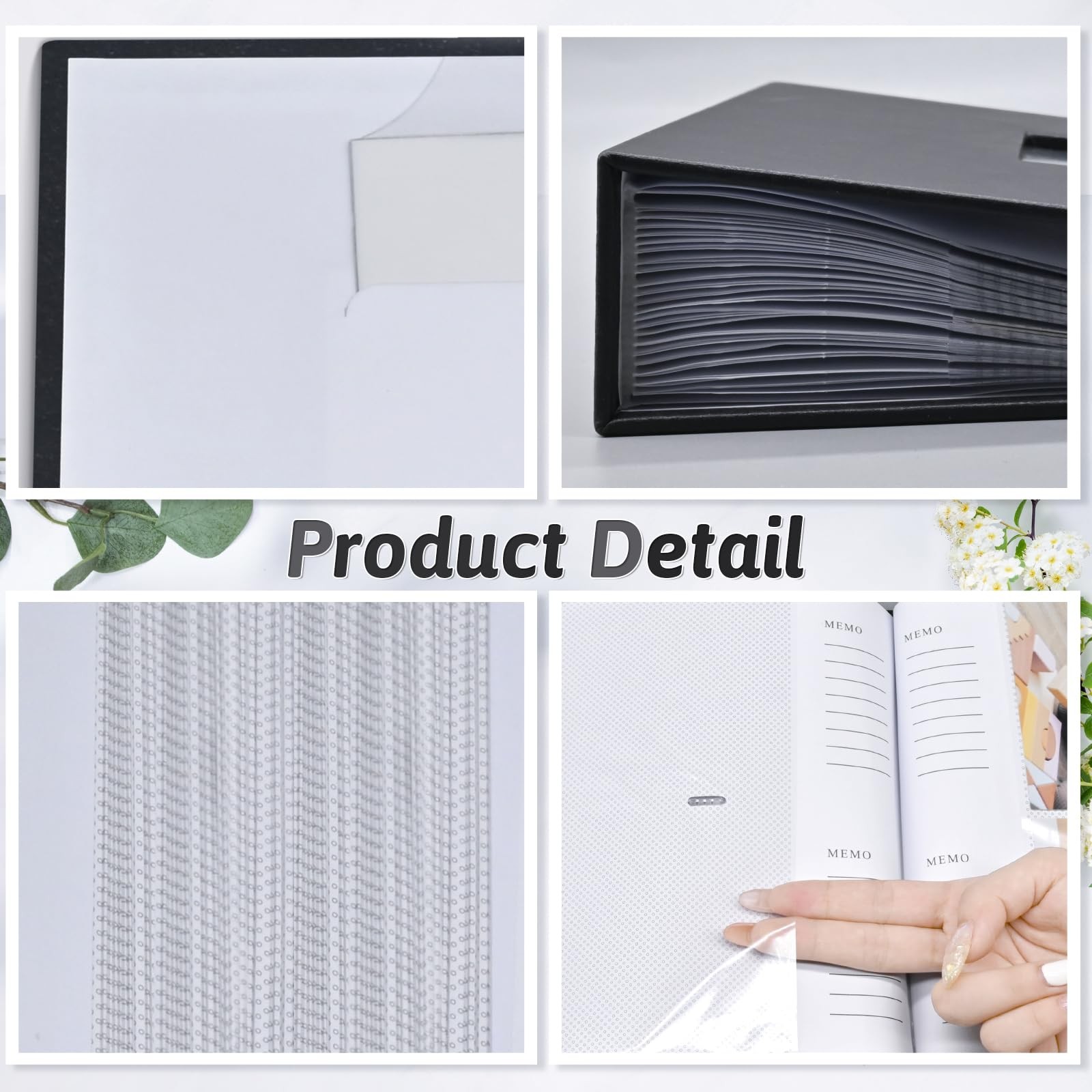 Popotop 4x6 Photo Album 300 Photos w/ Writing Space, Leather Cover