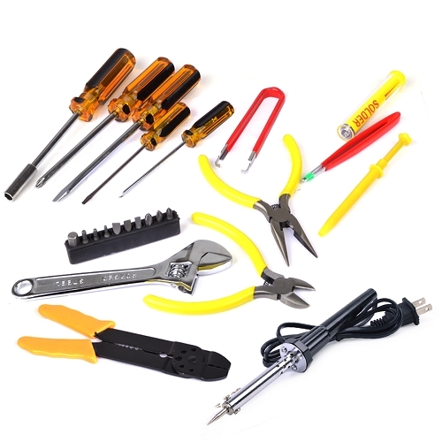25-Piece Electronics Tool Kit Soldering Iron Pliers Wire Cutter Plus Generic