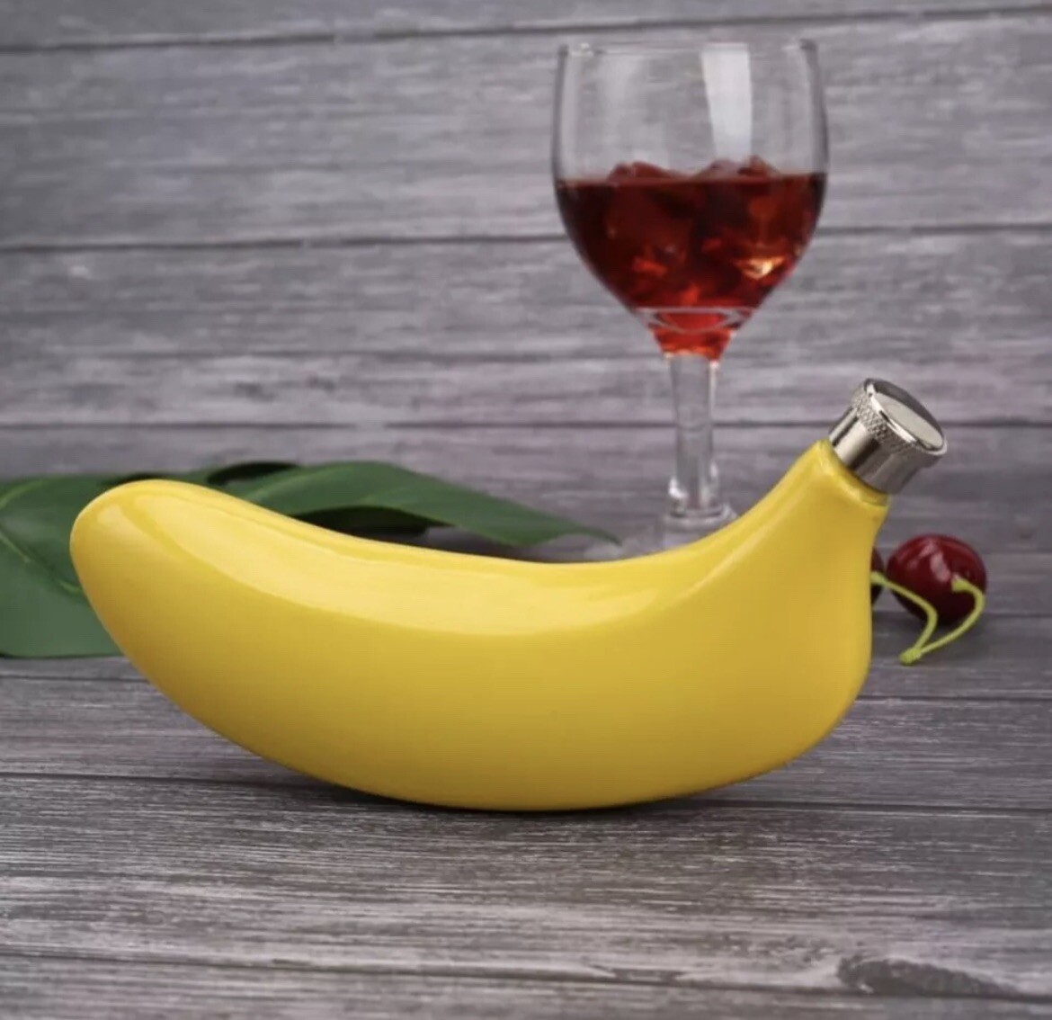 Stainless Steel Banana Shaped Flask 5oz w/ Funnel