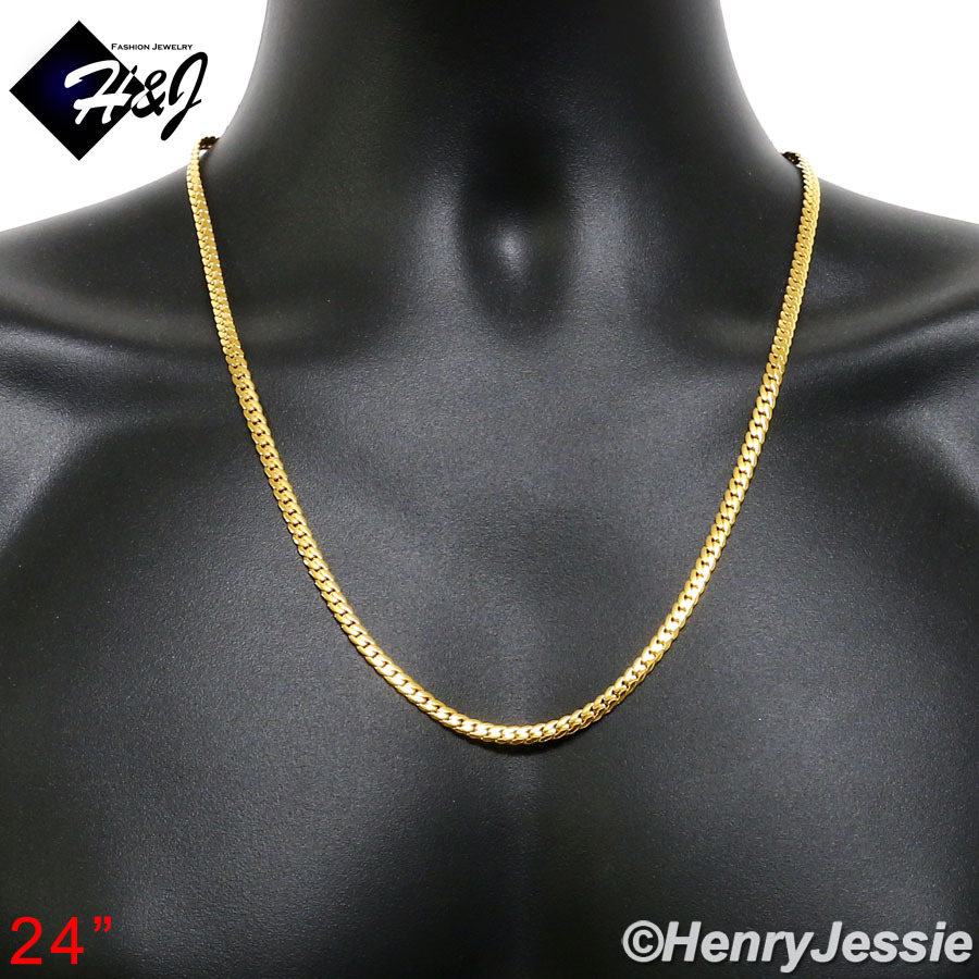 18-40"MEN Stainless Steel 3/4/5/6/8mm Gold Plated Miami Cuban Chain Necklace*155
