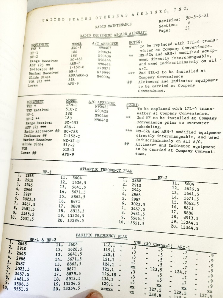 Overseas Airlines DC4 DC-4 Airplane Maintenance Manual