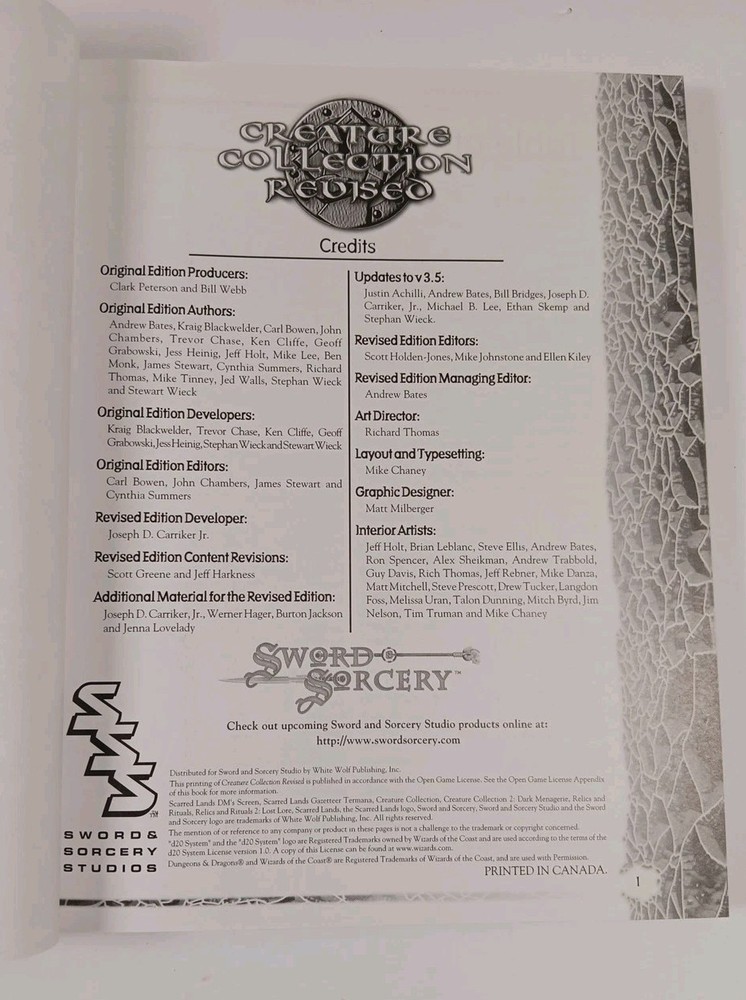 Sword And Sorcery Creature Collection Revised, by Carricker, Joseph