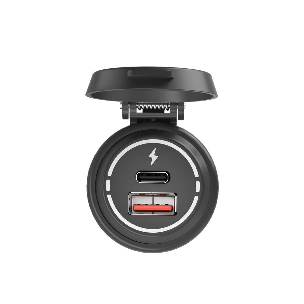 Motorcycle Charger Cigarette Lighter Socket 2 USB Type-C Charging Power Outlet