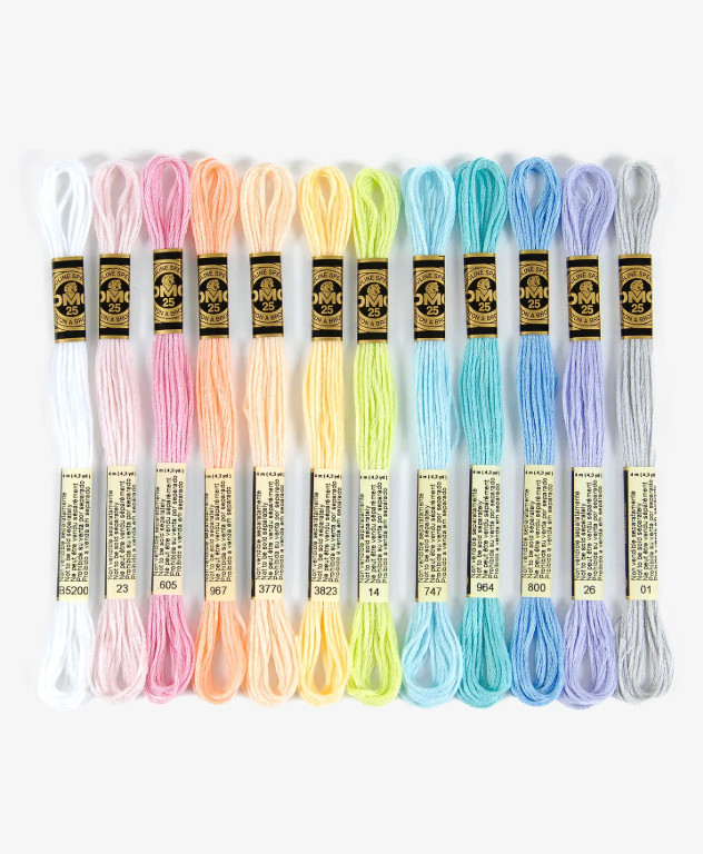 12 Pack Essentials Pastels Bundle DMC Stranded Cotton Threads