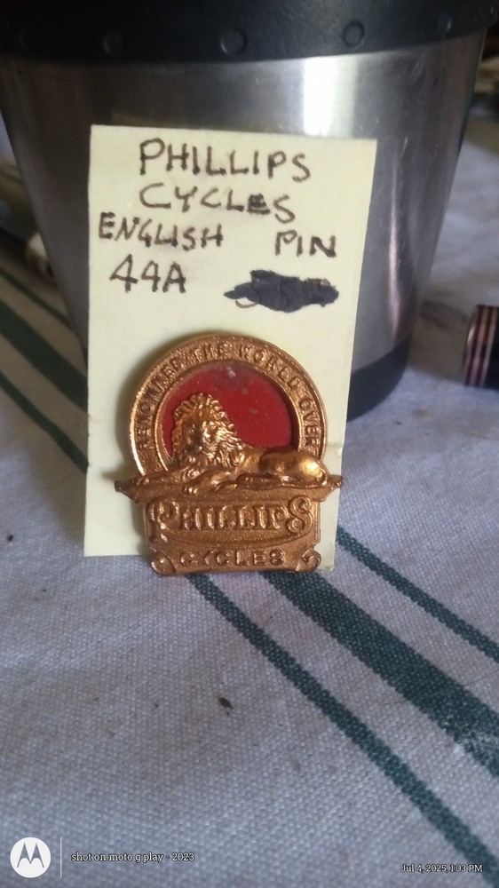 Antique British Phillips Cycles Pin Ex