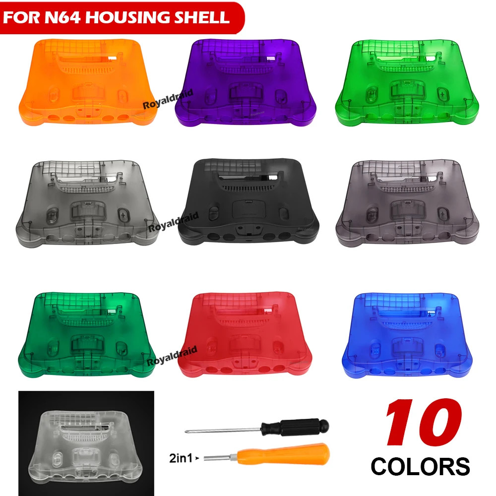 Bitfunx Replacement Shell Case for N64 Nintendo 64 Console Transparent Plastic