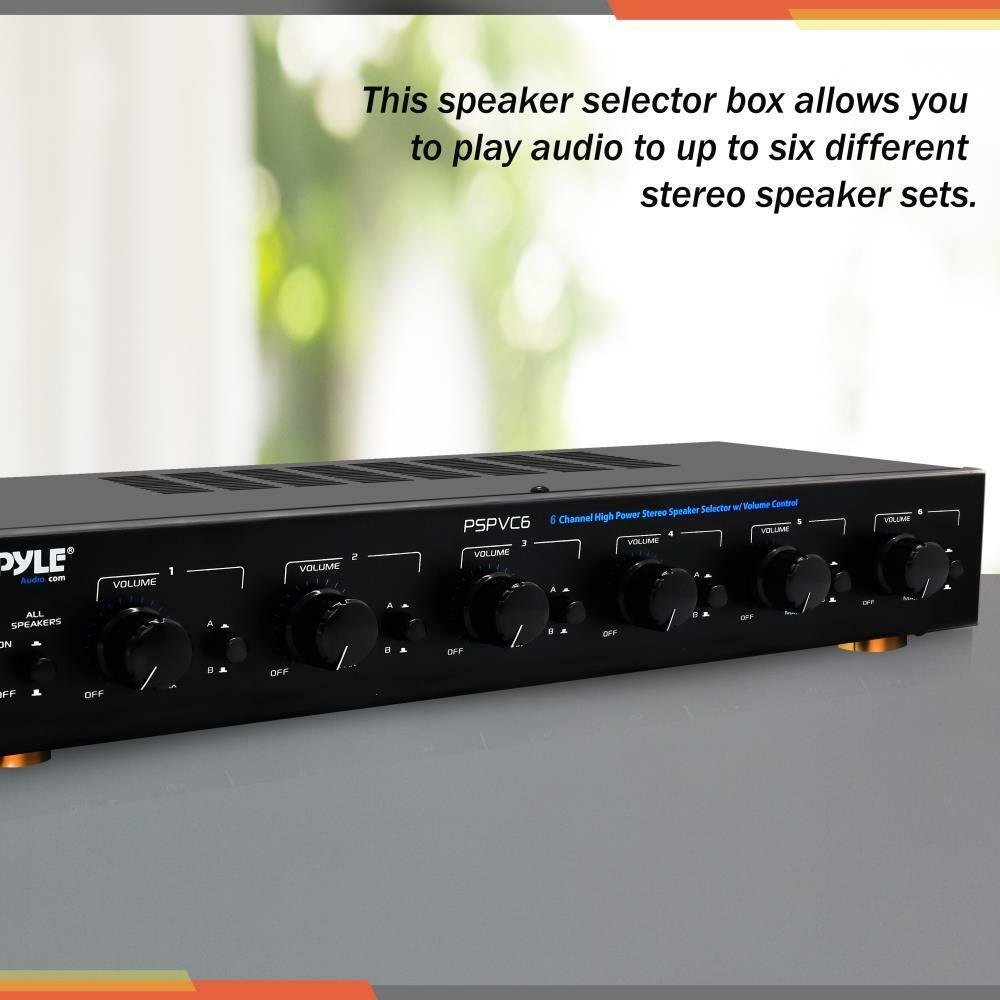 Pyle Universal Compatible Speaker Selector W/Volume Control 6 Channel High Power
