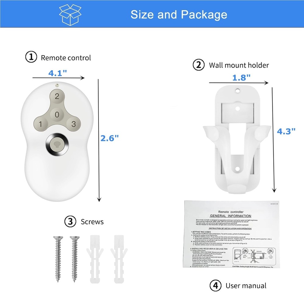 Replacement Remote for Hunter Ceiling Fan Remote Control 99122/99123, 3-Speed...
