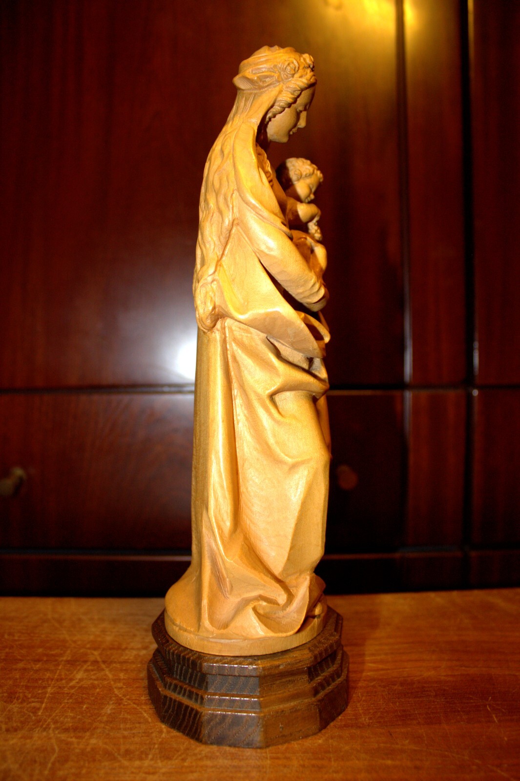 VTG ANRI 11" HAND CARVED WOOD OUR LADY VIRGIN MARY JESUS STATUE SCULPTURE FIGURE