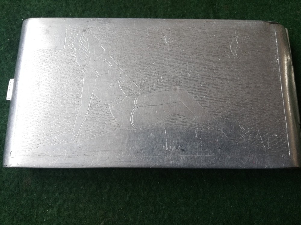 Trench Art Alluminium Cigarette Case Sierra Leone 1944.