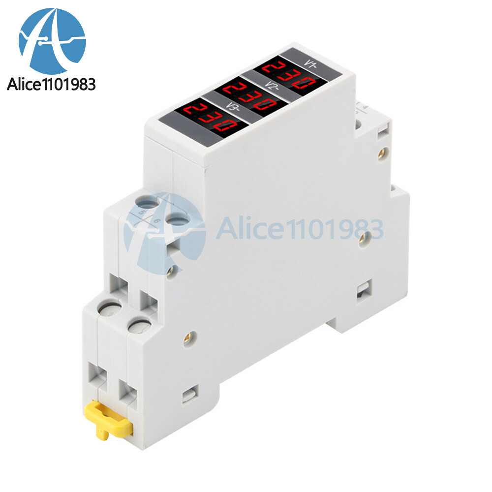 SDM010 Rail Mount Three Phase Voltage Meter AC80-500V Mini Modular Voltmeter LED