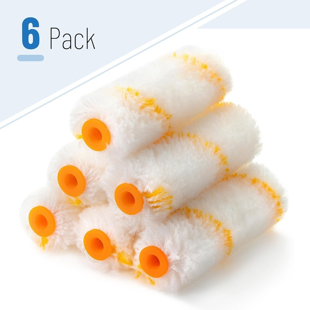 Bates 6-Pack 4-Inch High-Density Microfiber Paint Roller Covers for Precision