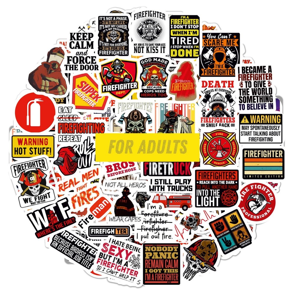 100Pcs Funny Firefighter Stickers - Fireman &