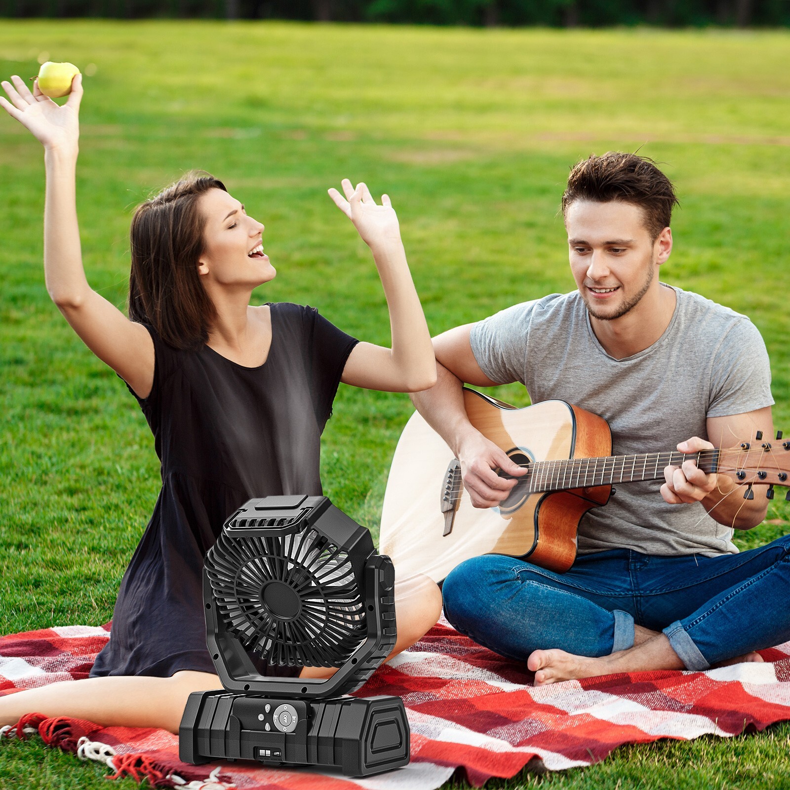 Camping Fan, 20000mAh 96Hrs Rechargeable Portable Fan with LED Lights & 4 Speeds