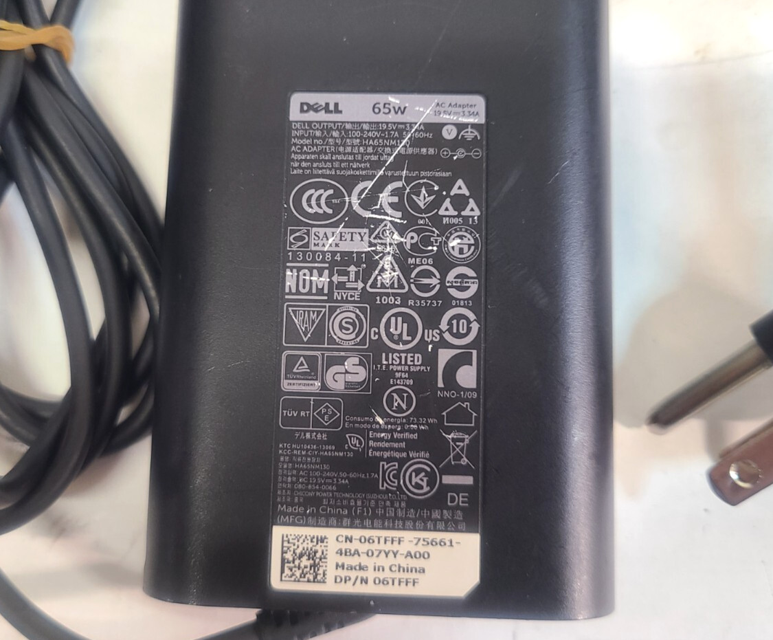 Mixed Lot of 10 Dell 65w LA65NM130 HA65NM130 Slim AC Adapters