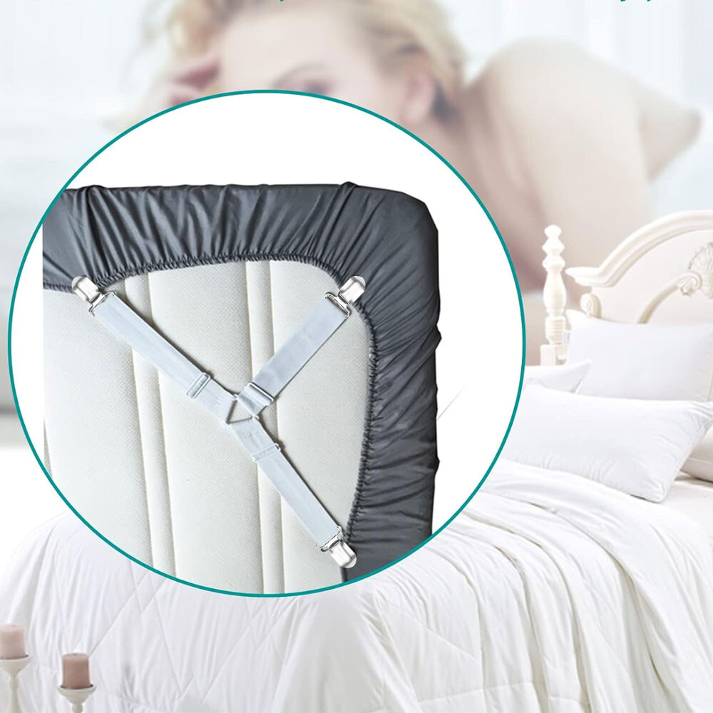 4x Four-corner Adjustable Elastic Fixing Clips Tablecloth Fixed Bed Sheet Clips