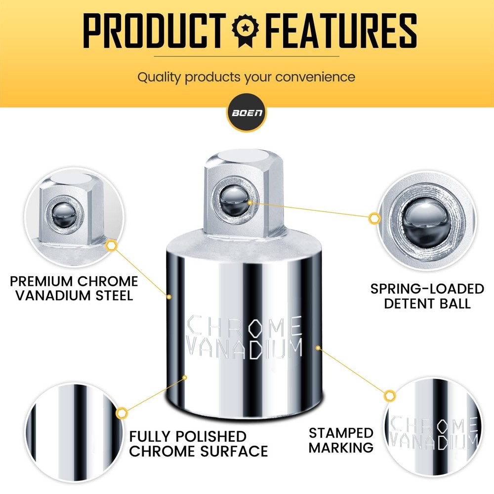 4 Piece Socket Adapter and Reducer Set, 1/4", 3/8", 1/2" Drive Socket Adapter...