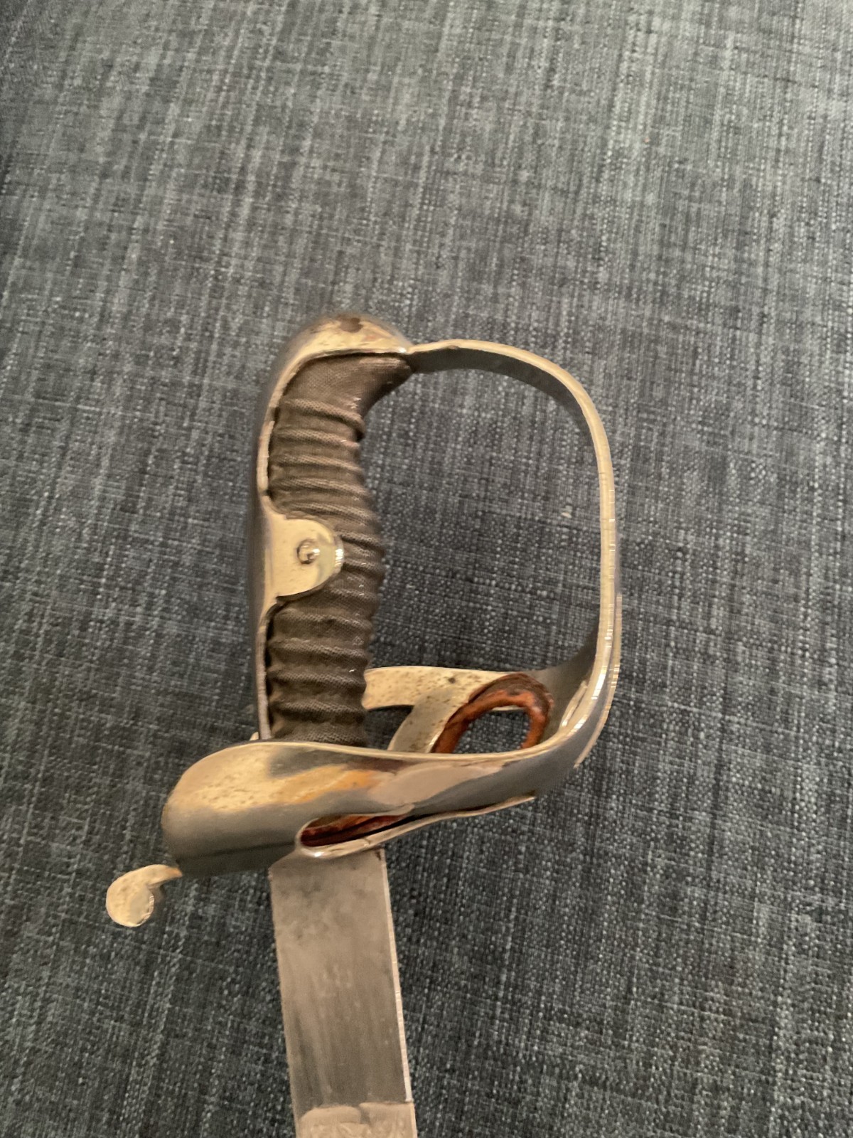 Rare dedication engraved and blued blade German Empire train basket hilt saber