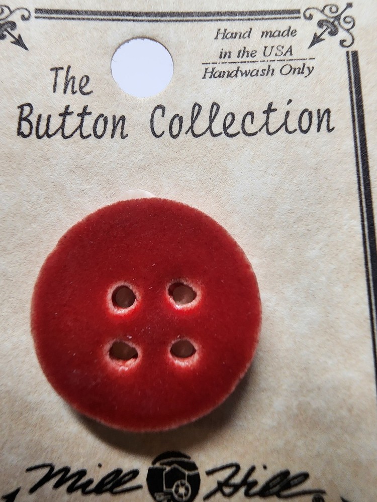 DIY Mill Hill Ceramic Button - Med Round Red Button