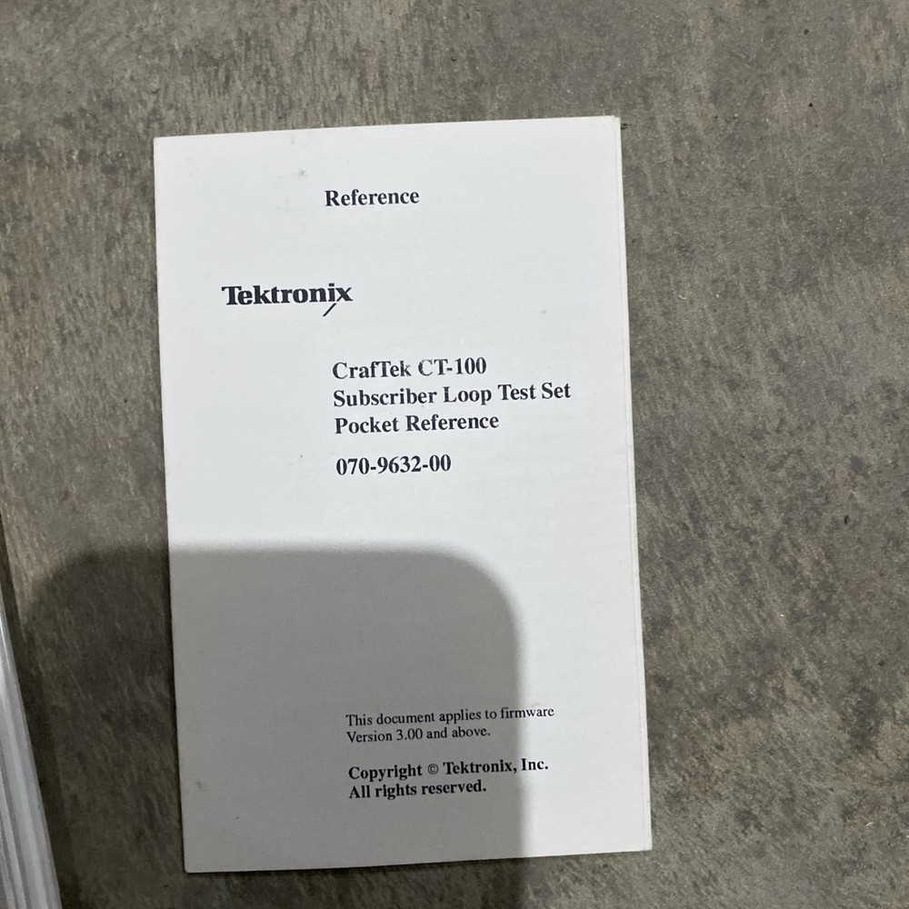 Tektronix CT100 CrafTEK Subscriber Loop Test Set