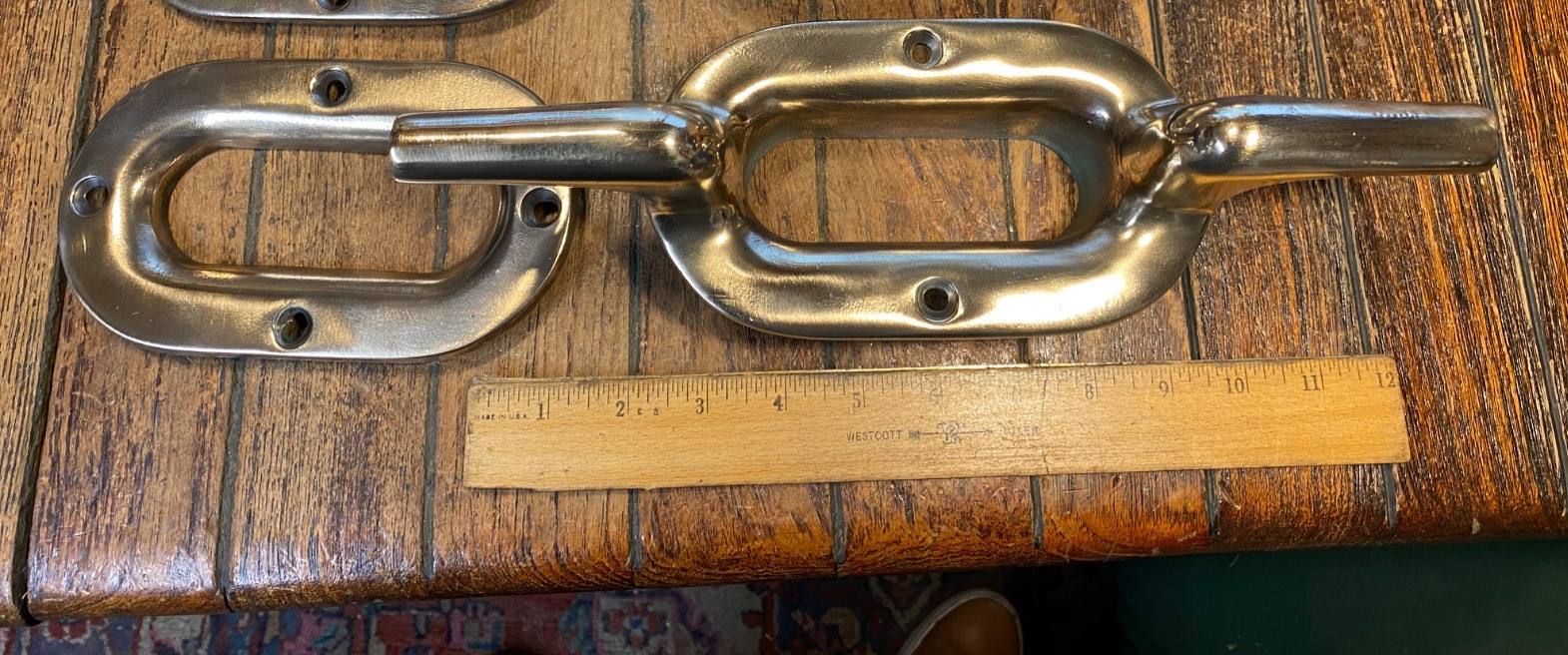 VINTAGE CAST POLISHED BRONZE COMBINATION CLEAT/HAWSE HOLE 12" LONG (2 avail)