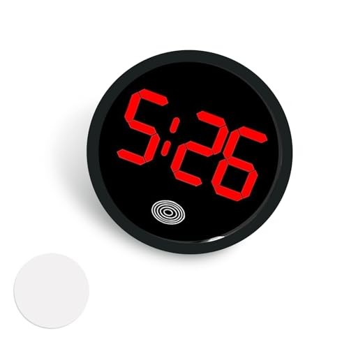 Car Digital Clock, Touch Night Light LED Display Screen Clock, Round 1 PC Red