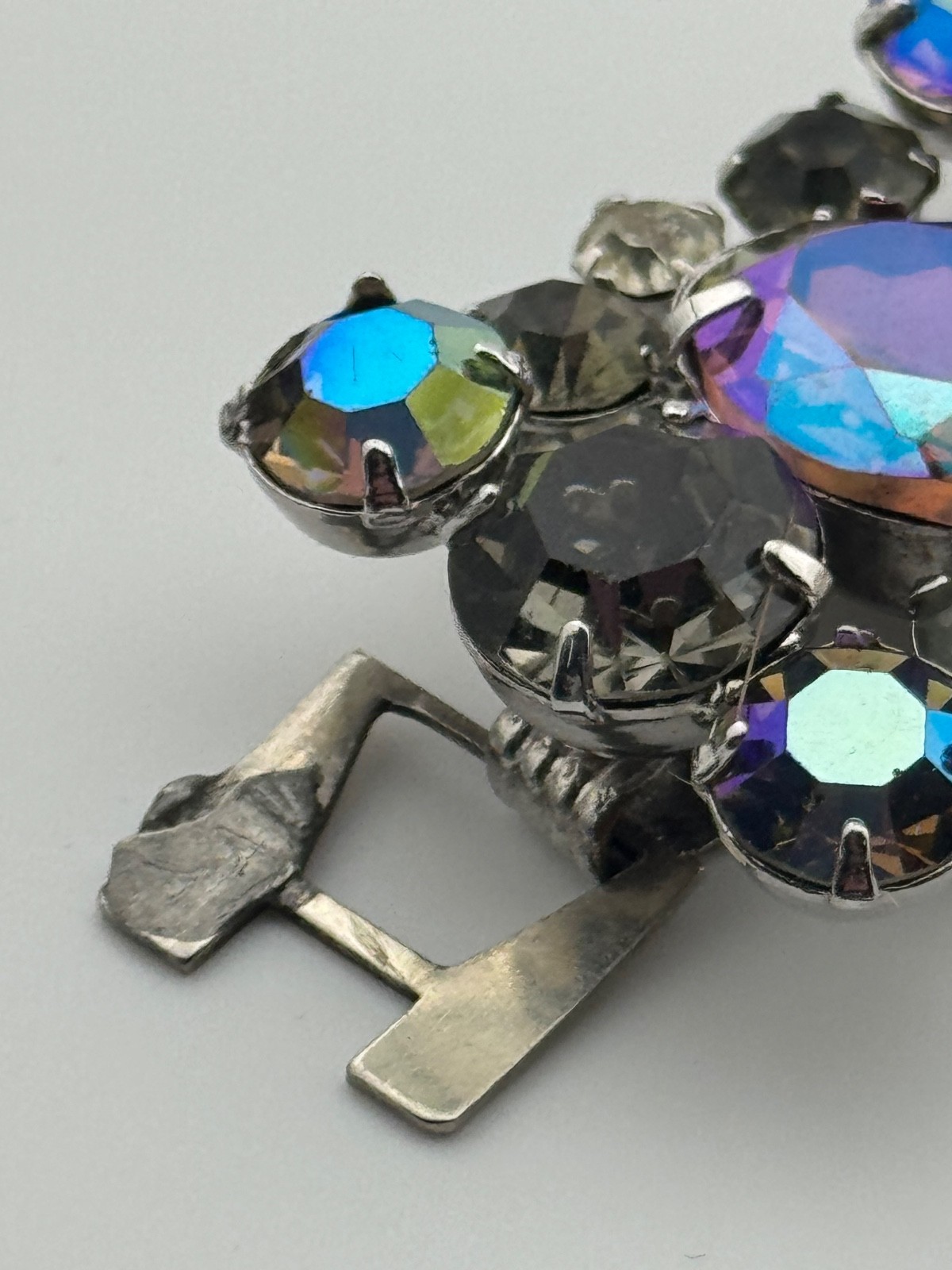 Vintage Juliana D&E 5 Link Bracelet Oval AB Aurora Borealis Rhinestone READ