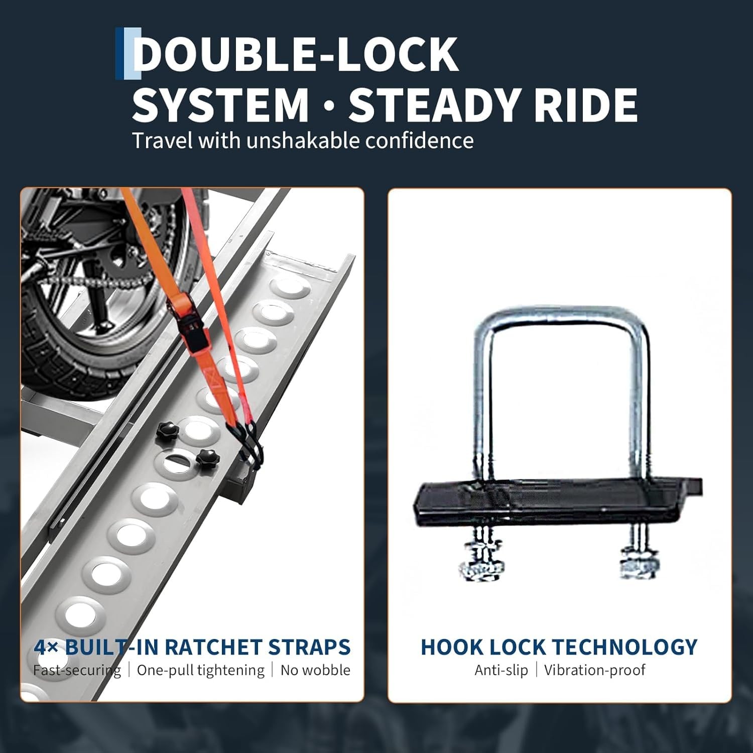 600LB Motorcycle Hitch Carrier Rack for Dirt Bike Fits 2" Hitch,8 Tie-Down Strap