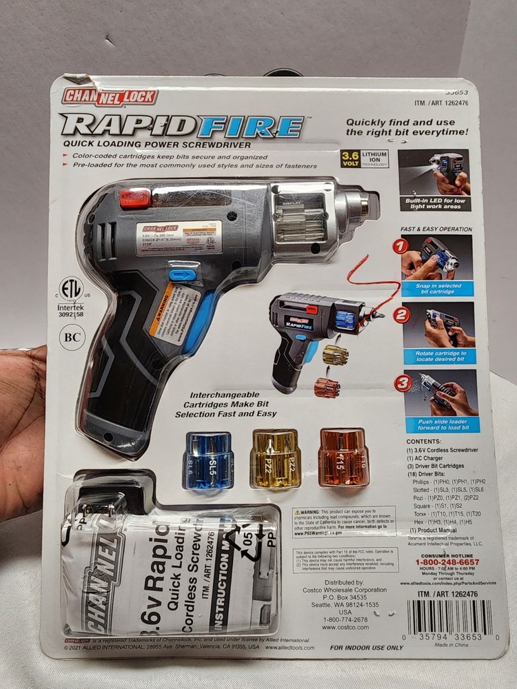ChannelLock Rapid Fire Quick Loading Cordless Screw Gun Screwdriver ‎‎Drill Driv
