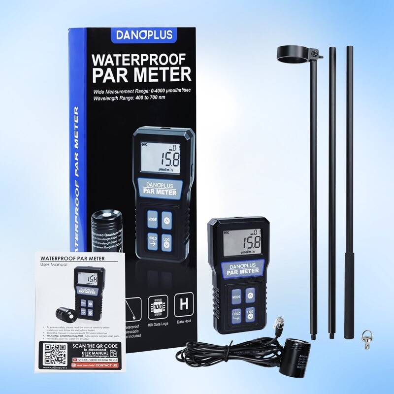 PAR Meter Waterproof IP68 Quantum Sensor PPFD Meter Data Logger for Reef Tank US