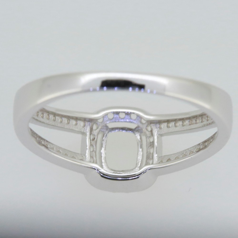 Sterling Silver Semi Mount Ring Setting Cushion CU 6X5mm Topaz